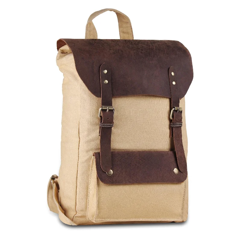 Designer Bags For Luxury Collectors Brown Leather Canvas Backpack Knapsack Book Bag