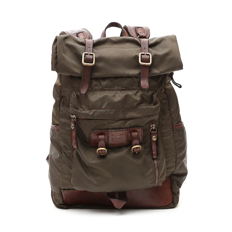 Clearance-Priced Bags Campomaggi Military Backpack, Leather and Nylon