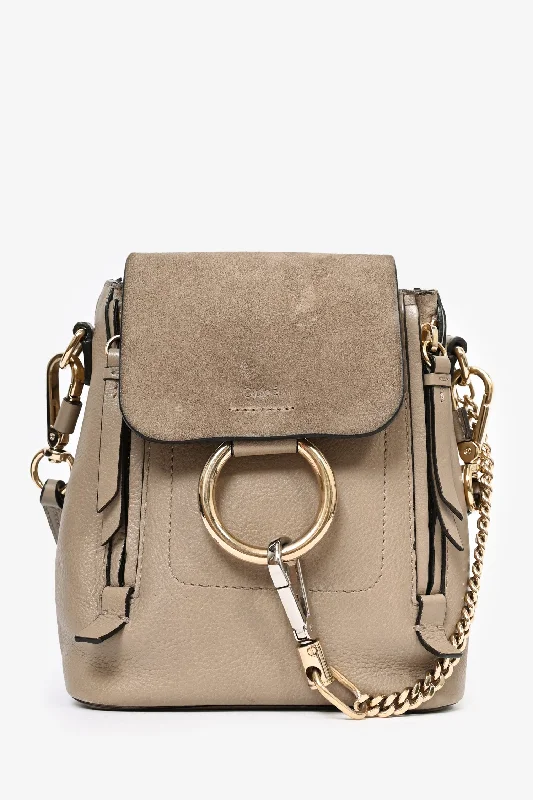 Edgy Bags For Bold And Daring Fashionistas Chloe Taupe Leather/Suede Mini Faye Backpack with Shoulder Strap