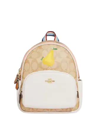 Glamorous Bags For Evening Events And Parties Coach Mini Court Backpack In Signature Canvas With Pear