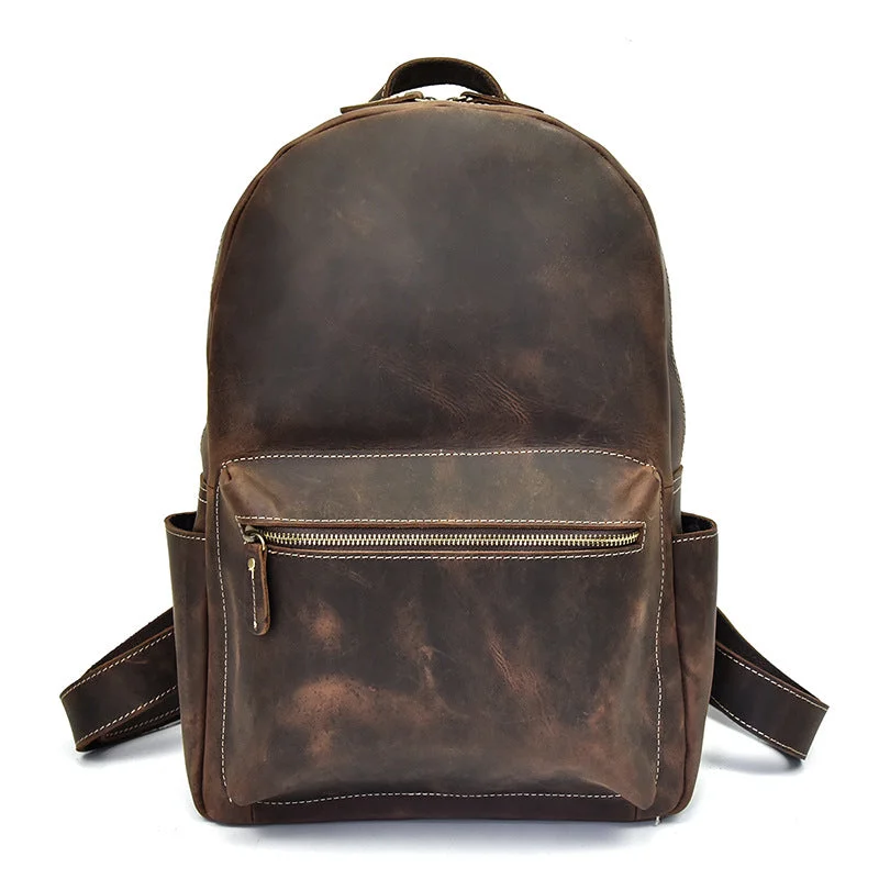 Durable And Fashionable Bags For Daily Use Crazy Horse Leather School Backpack Unisex Laptop Backpack Leather Travel Backpack Durable And Fashionable Bags For Daily Use Crazy Horse Leather School Backpack Unisex Laptop Backpack Leather Travel Backpack