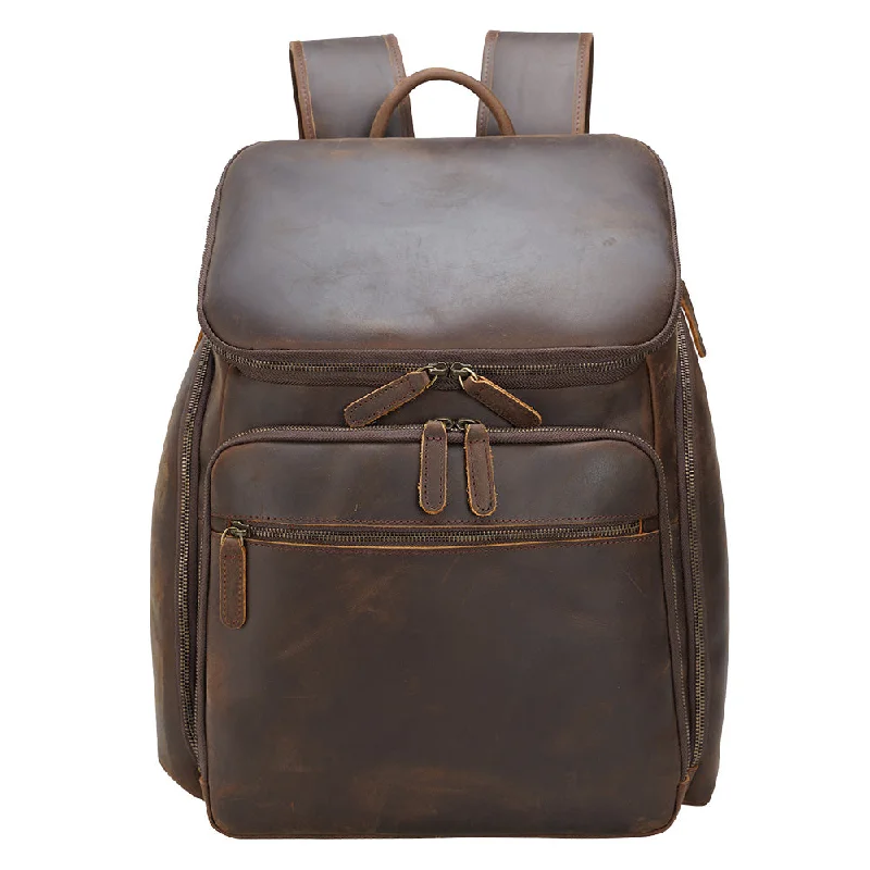 Luxury Seekers Dark Brown Genuine Leather Backpack Vintage (15.6 Inch Laptop)