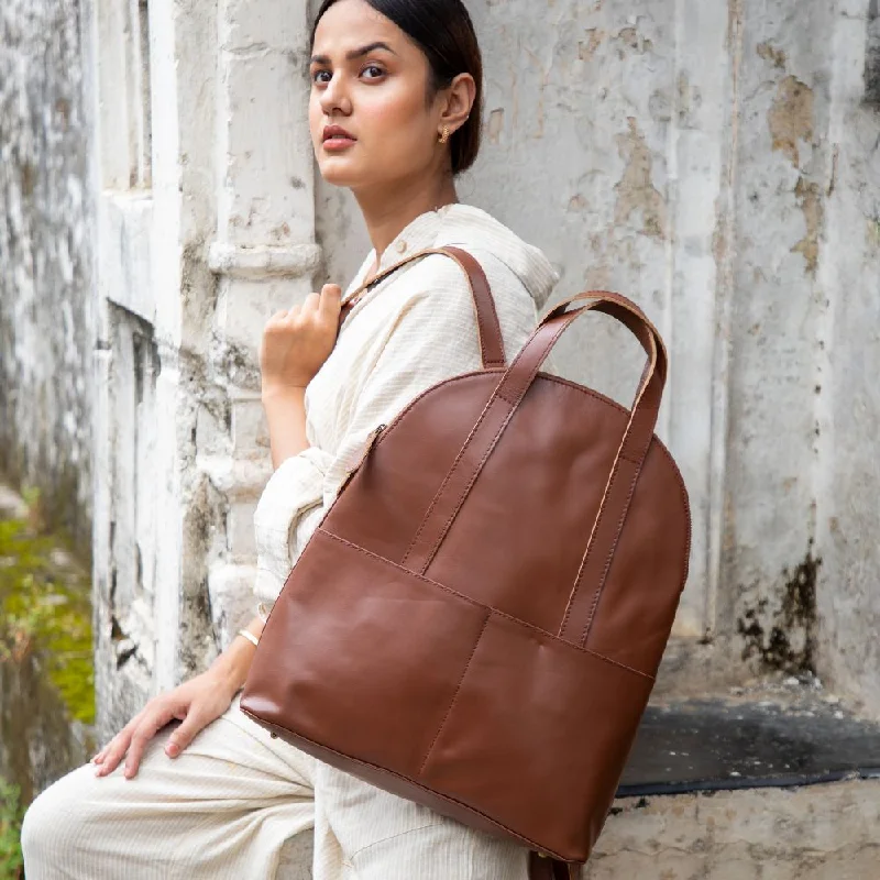 Bags For Urban And Trendy Looks Half-moon Brown Leather Backpack