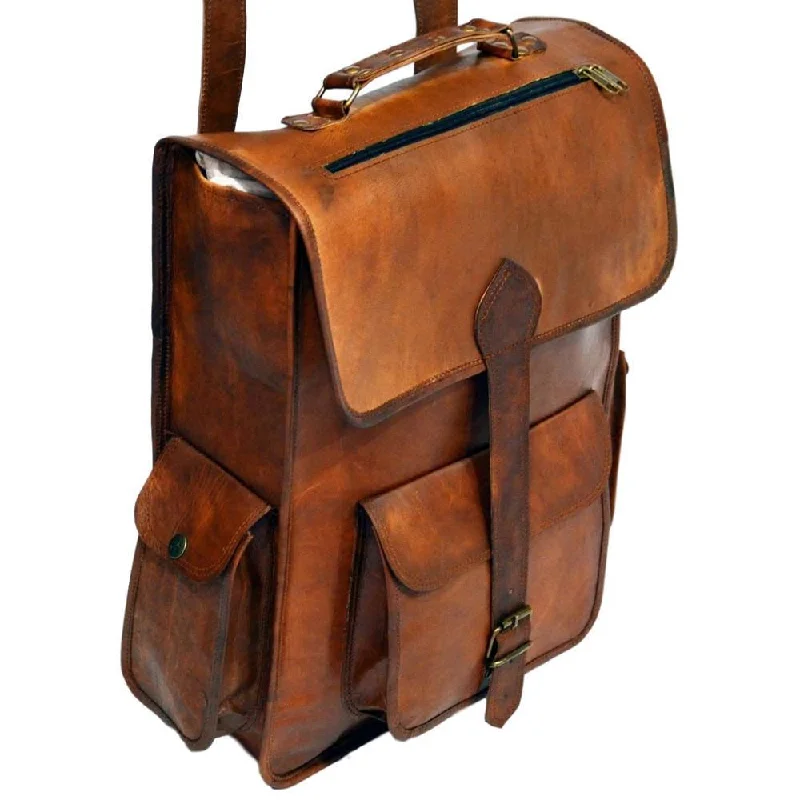 Durable And Fashionable Bags For Daily Use Large Handmade Leather School Bag Laptop School Backpack