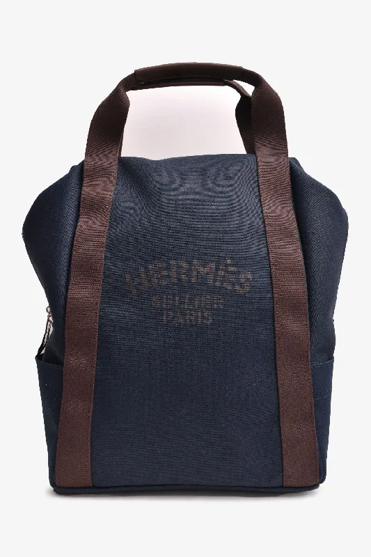 Halloween-Themed Hermès Selleir 2023 Navy Canvas Groom School Backpack