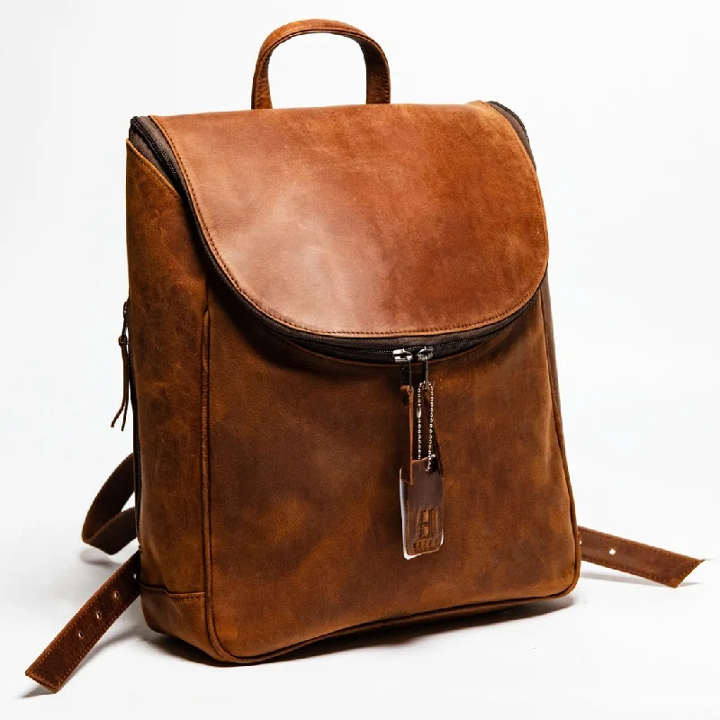 Bags With Tsa-Approved Features Kelly Leather Backpack - Saddle