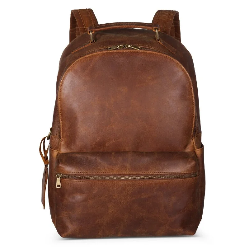 Professional Bags With Office Discounts Leather Backpack Rucksack - Saddle Brown