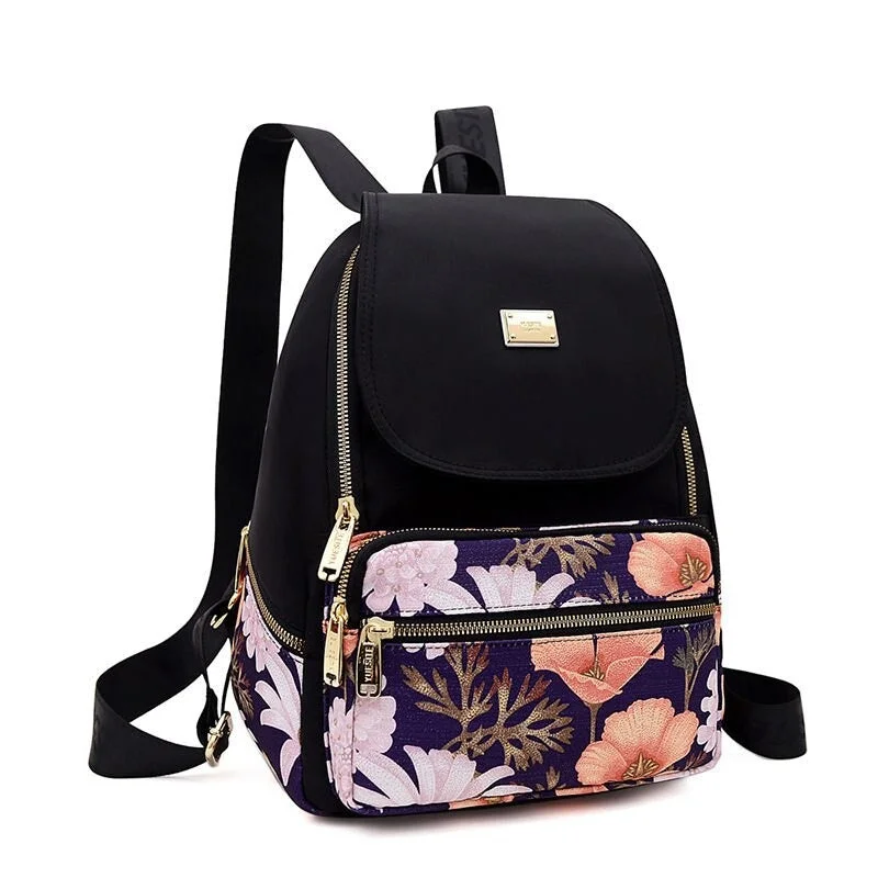 Trendy Bags Nylon Floral Printing Backpacks For Women