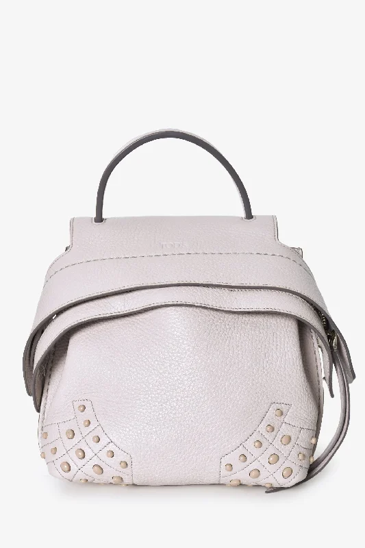 Clearance-Priced Bags Tod's Grey Leather Mini Wave Backpack