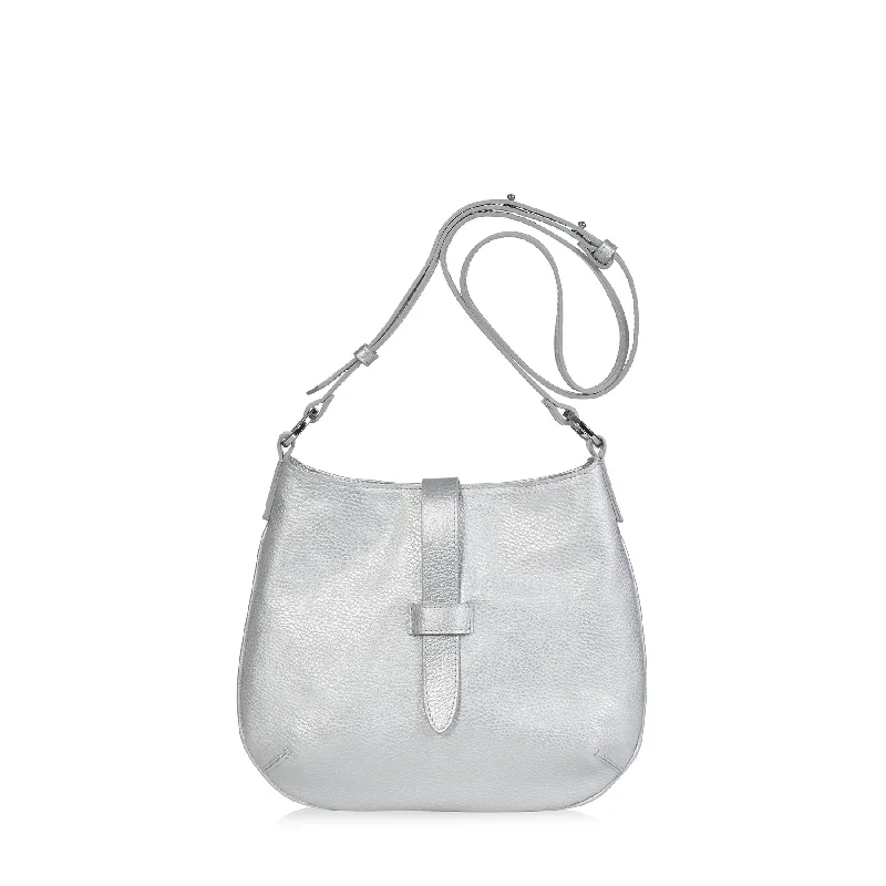 Fashionista Sale Tulip Crossbody Bag (Silver Pebbled) Bags With Discounts