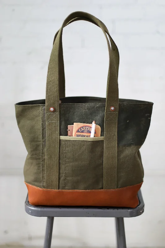 Handbag For Fashion 1940's era Salvaged Canvas Tote Bag