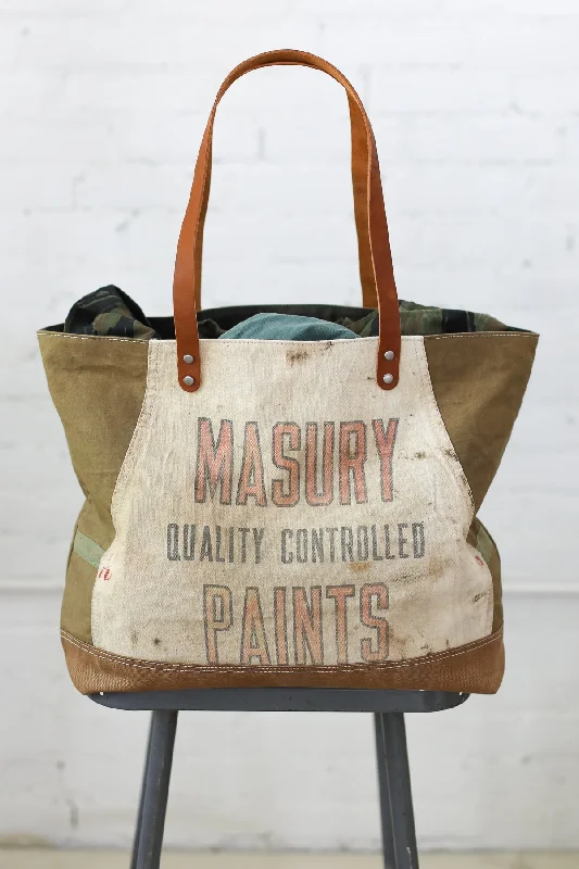 Tote Bag For Everyday Use 1950's era Salvaged Canvas and Work Apron Tote Bag