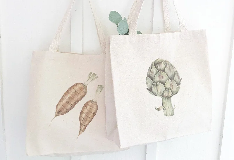 Odor-Resistant And Budget Bags Assorted Artichoke & Carrot Designs - Canvas Tote Bags Odor-Resistant And Budget Bags Assorted Artichoke & Carrot Designs - Canvas Tote Bags