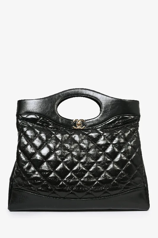 Office Professionals Pre-Loved Chanel™ 2019/20 Black Leather Quilted 31 Shopping Bag with Strap