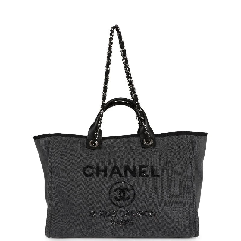 Lightweight Bags With Clearance Prices Chanel Medium Deauville Shopping Tote Dark Grey Denim Silver Hardware Lightweight Bags With Clearance Prices Chanel Medium Deauville Shopping Tote Dark Grey Denim Silver Hardware
