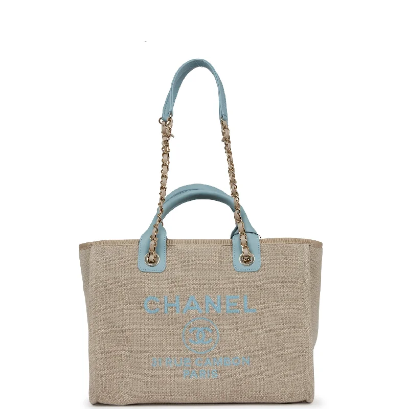 Luxury Bags For Working Professionals Chanel Small Deauville Shopping Tote Blue and Beige Boucle Light Gold Hardware Luxury Bags For Working Professionals Chanel Small Deauville Shopping Tote Blue and Beige Boucle Light Gold Hardware
