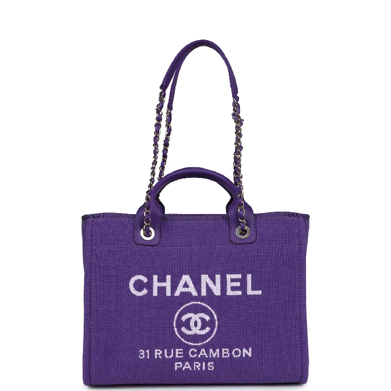 Versatile Bags That Suit Any Outfit Or Event Chanel Small Deauville Shopping Tote Purple Canvas Gold Hardware Versatile Bags That Suit Any Outfit Or Event Chanel Small Deauville Shopping Tote Purple Canvas Gold Hardware