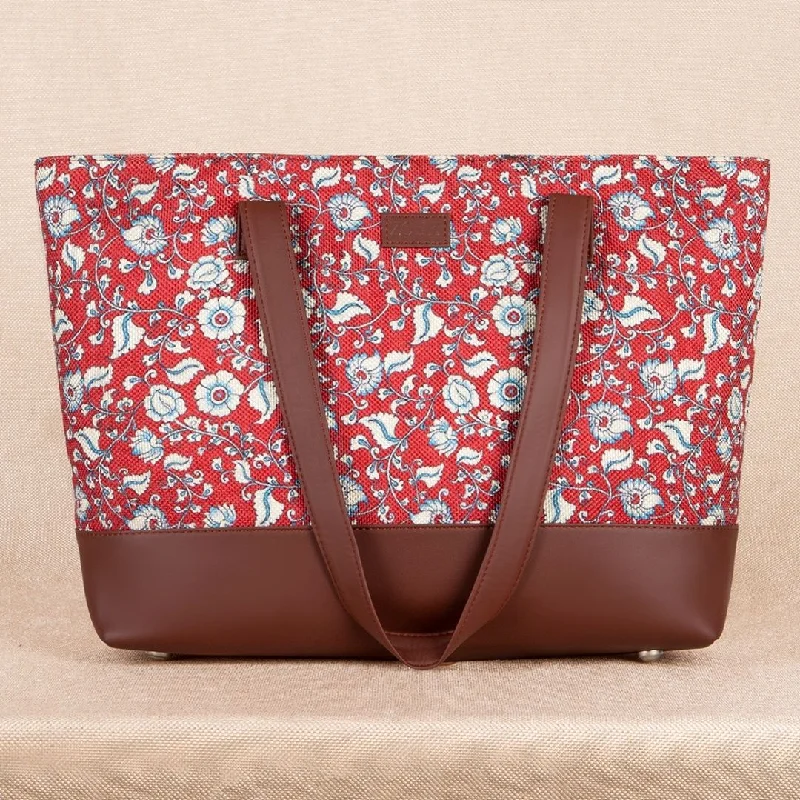 Trendy Bags For Sales Chittoor Red Kalamkari Shoulder Tote Bag