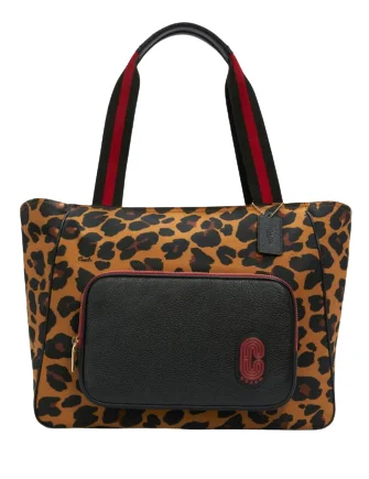 Uxury Designer Handbag Brands Coach Court Tote With Leopard Print