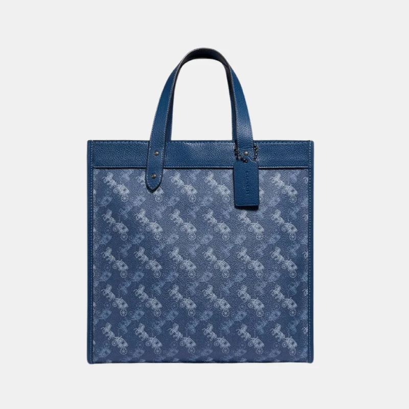 Party Bags For New Year's Eve And Special Occasions Coach Field Tote In Signature Canvas With Horse And Carriage Print Bag - Blue Party Bags For New Year's Eve And Special Occasions Coach Field Tote In Signature Canvas With Horse And Carriage Print Bag - Blue