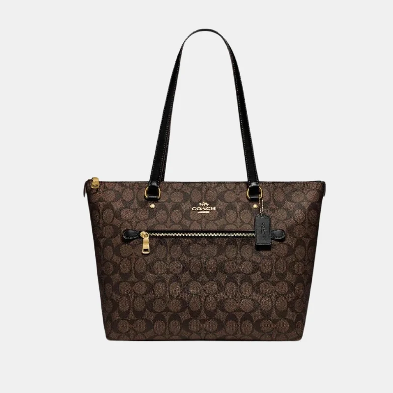 Customizable Bags For Personalized Style Coach Gallery Tote In Signature Canvas Brown Black