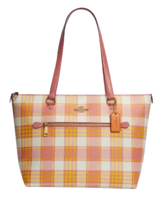 Bag For Luxury Lovers Coach Gallery Tote With Garden Plaid Print