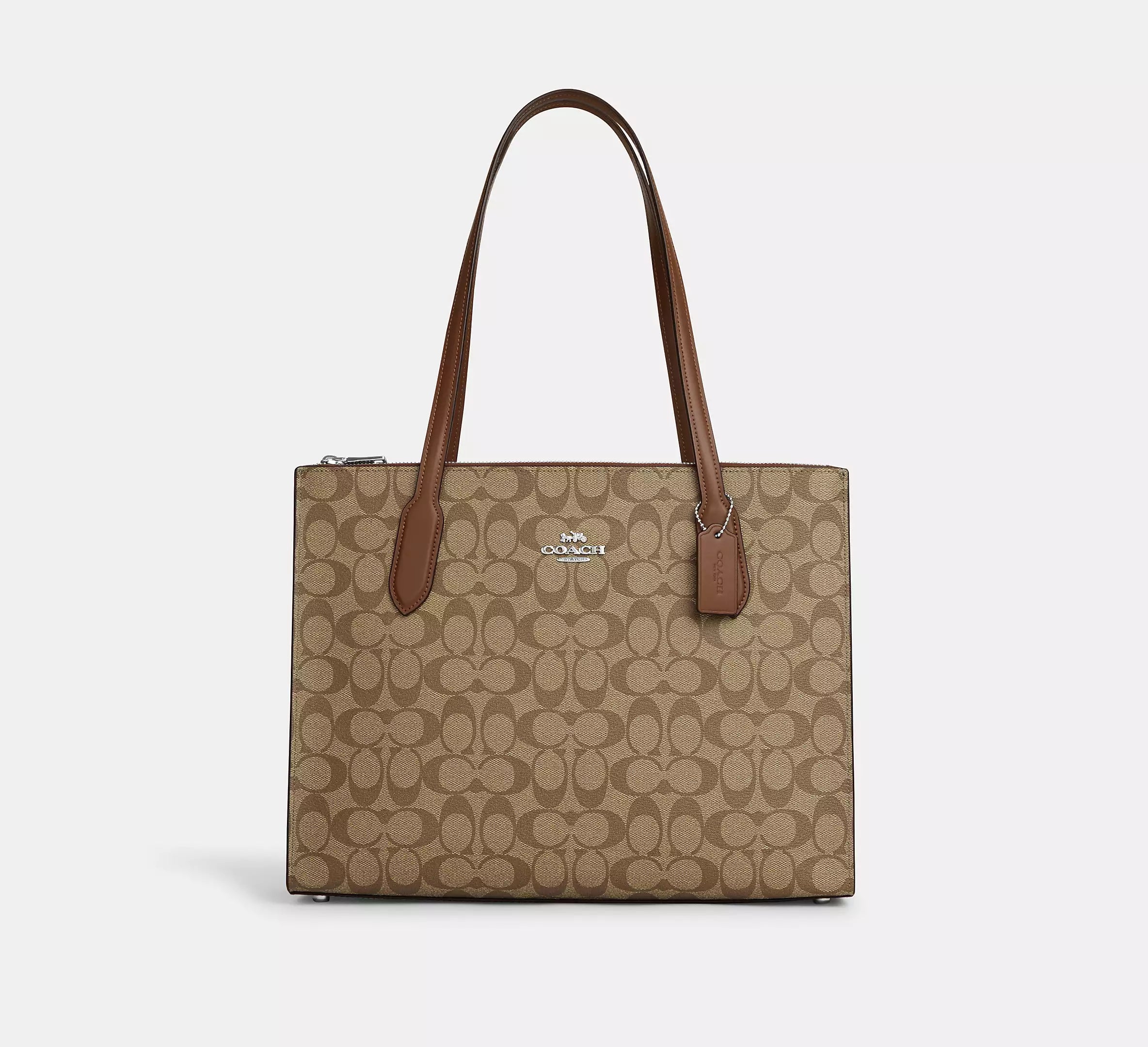 Black Friday Deals On Stylish Handbags Coach Nina Tote in Signature Canvas Silver/Khaki Saddle Black Friday Deals On Stylish Handbags Coach Nina Tote in Signature Canvas Silver/Khaki Saddle
