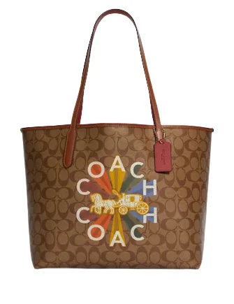 Holiday Gift Bags For Christmas Coach Reversible City Tote in Signature Canvas With Coach Radial Rainbow Holiday Gift Bags For Christmas Coach Reversible City Tote in Signature Canvas With Coach Radial Rainbow