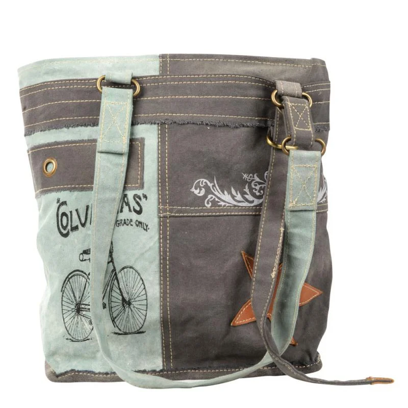 Stylish Bags For Fashion Bloggers Columbias Bicycle Grey & Aqua Tote