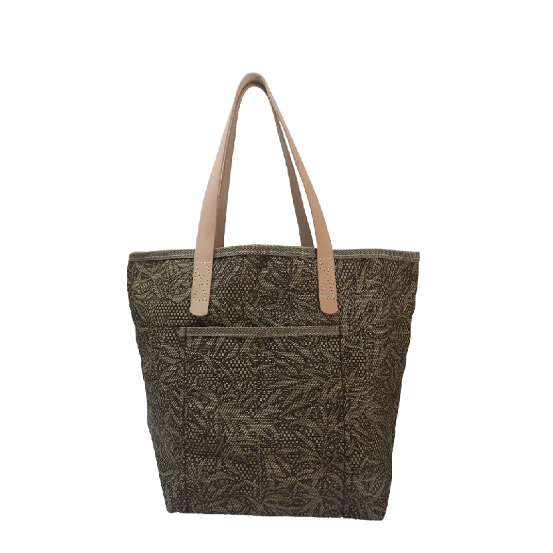 Festive Holiday Gift Bags M1401L  Medium Floral Pattern Tan/Brown Colored Tote