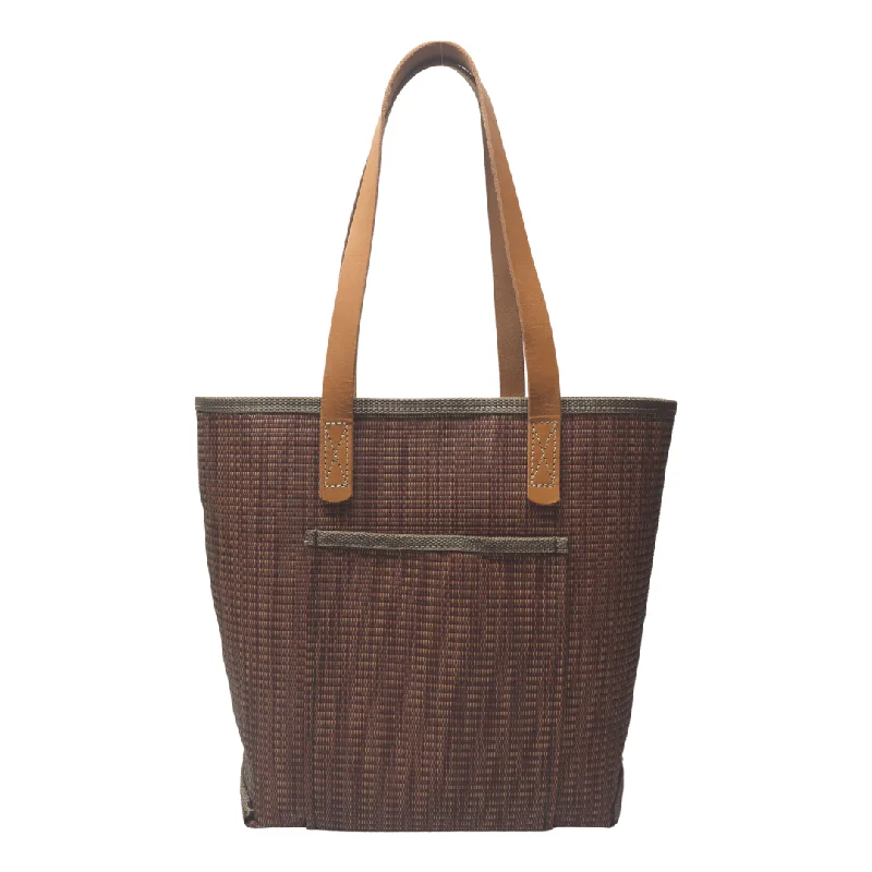 Scratch-Resistant And Luxury Sale Bags LG1102L Large Grass Weave Design Rust Colored Tote