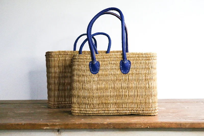 Seasonal Sale Bags Water Reed Tote with Blue Handles