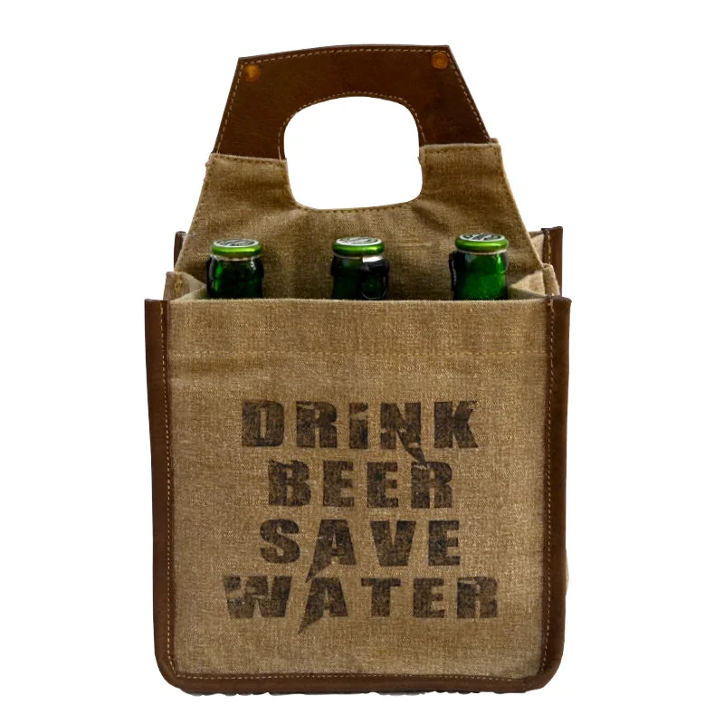 Odor-Resistant And Budget Bags Drink Beer Save Water 6 Pack Canvas Tote