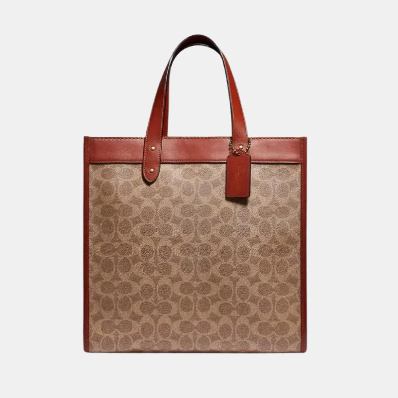 Trendy Festival Bags With Limited-Time Offers COACH FIELD TOTE IN SIGNATUE CANVAS WITH HORSE AND CARRIAGE PRINT