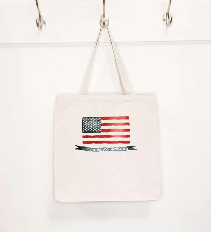 Tote Bag For Office Use God Bless America Flag - Canvas Tote Bag