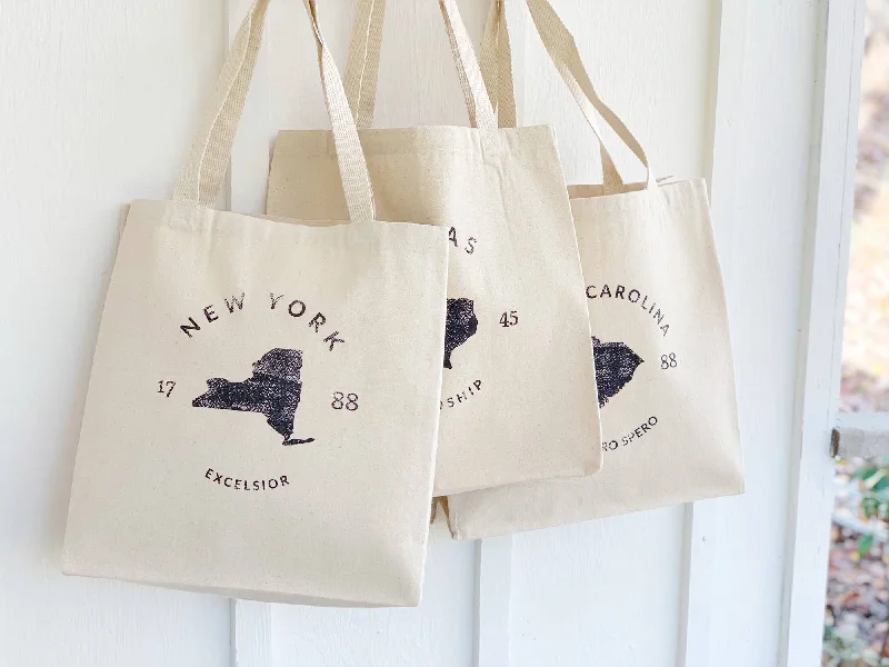Odor-Resistant And Budget Bags State Badge and Motto - Canvas Tote Bag