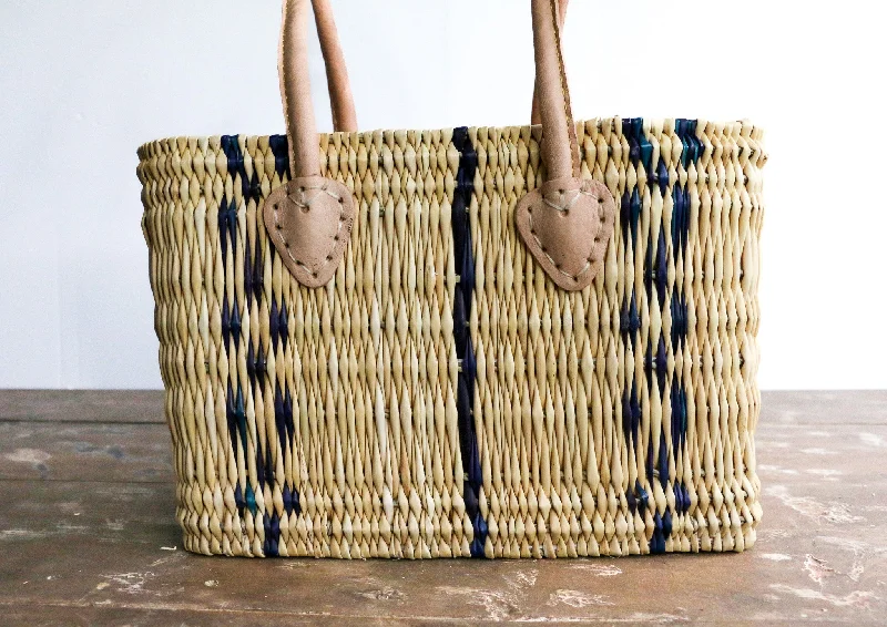 Designer Bags For Luxury Collectors Indigo Striped Gift Tote with Long Handles