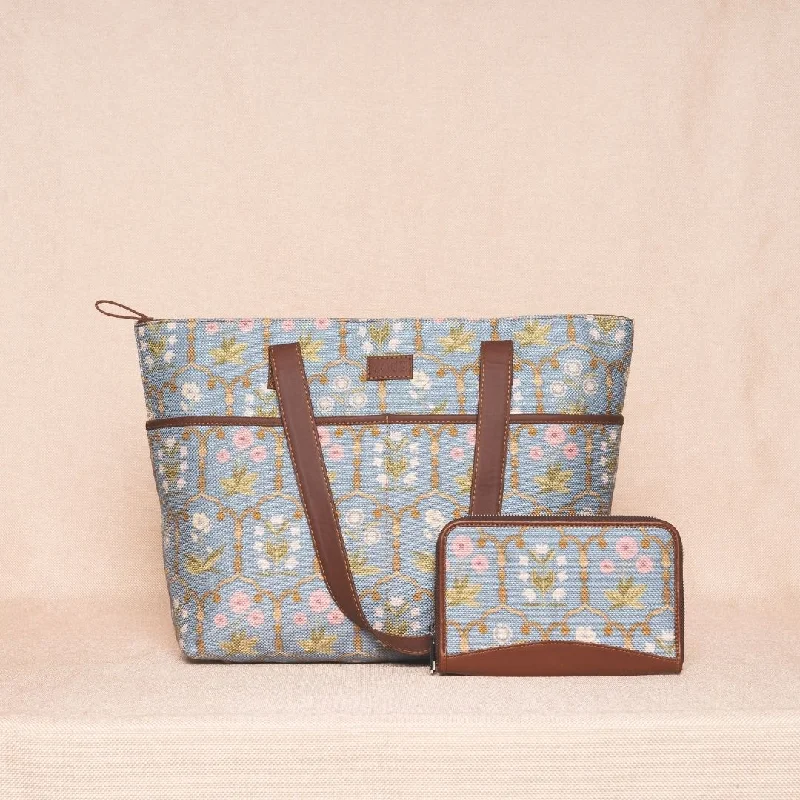 Bags For College Students On A Budget Jaipur Fresco Blue- Tote Bag & Chain Wallet Combo Bags For College Students On A Budget Jaipur Fresco Blue- Tote Bag & Chain Wallet Combo
