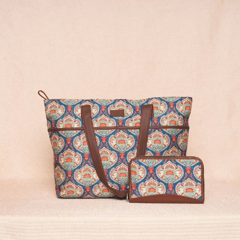 Urban Style Kovil Blue- Tote Bag & Chain Wallet Combo