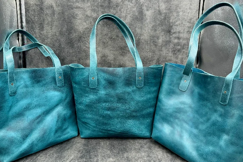 Limited-Time Offer On Trendy Bags Leather Tote Bag - C. H. Ocean Blue