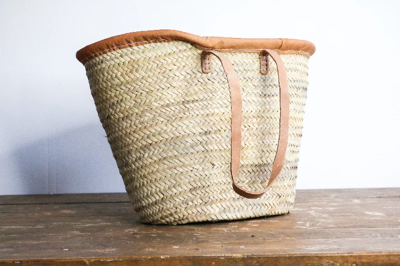 Seasonal Clearance Bags For Summer Leather Trimmed Market Basket