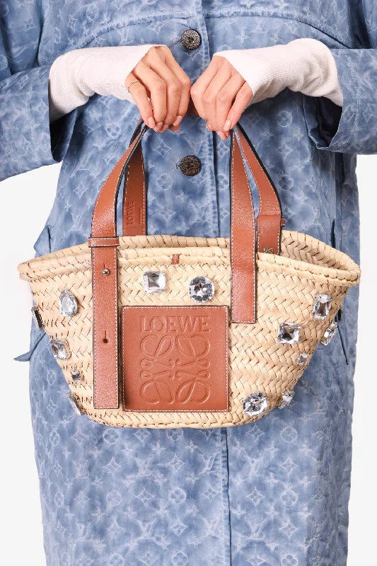 Stylish Bags For Fashion Bloggers Loewe Raffia Small Stones Basket Tote Bag