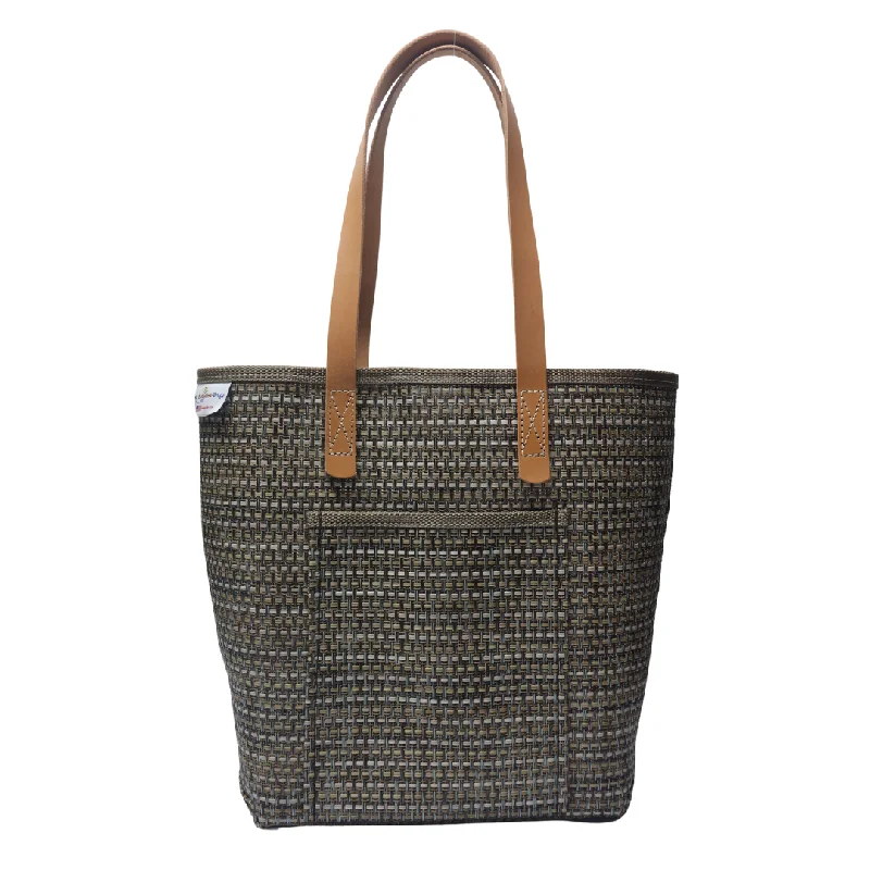 Bag For Modern Fashion M1203L Medium Grass Weave Design Green Colored Tote