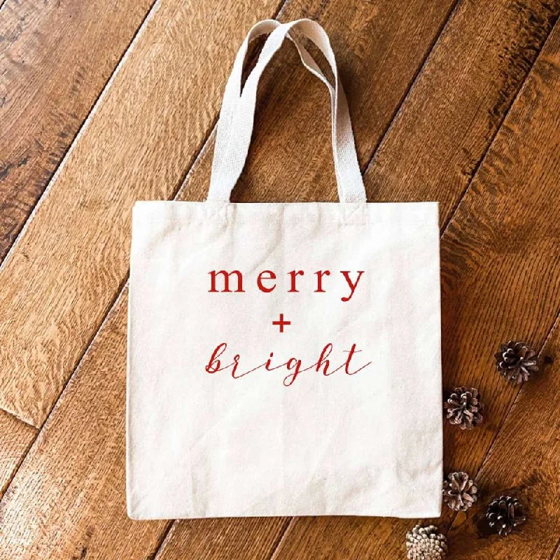 High-Quality Bags Merry + Bright Script - Christmas Tote Bag