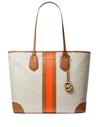 Bold Fashionistas Michael Michael Kors Eva Large Logo Stripe Tote Bag