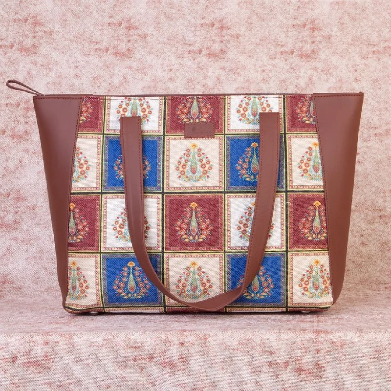 Luxury Bags Morbi Floral Motif Side Tote Bag