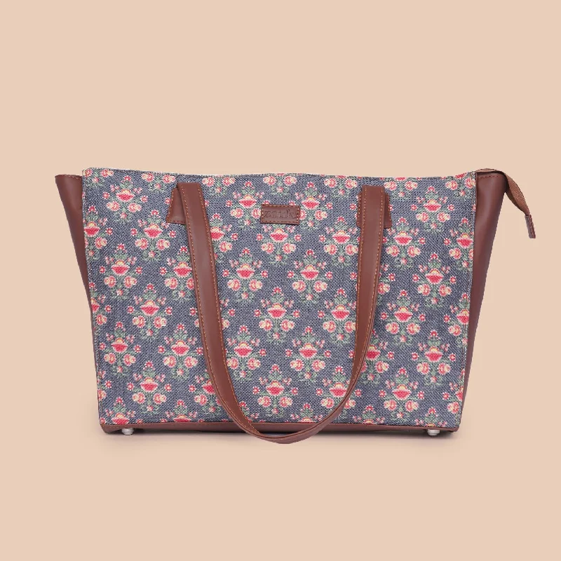 Luxury Bags With Premium Materials And Craftsmanship Mughal Garden Print Office Tote Bag