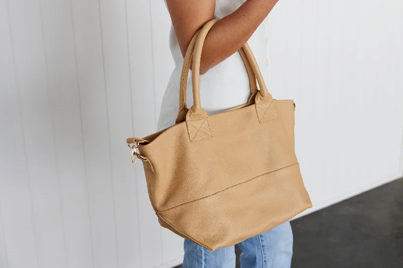 Chic And Clearance-Priced Tote Bags Paris Latte Leather Tote Bag