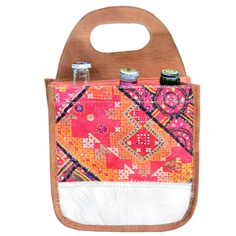 Inspired Bags For Modern Sophistication Pink & Orange Fabric Bottle 6 Pack Canvas Tote