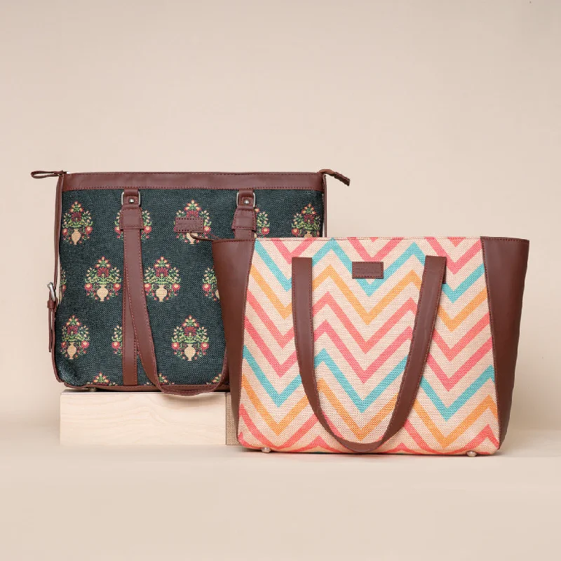 Elegant And On-Sale Evening Bags Royal Green Mogra Print & WavBeach - Office Bag & Side Tote Bag Combo Elegant And On-Sale Evening Bags Royal Green Mogra Print & WavBeach - Office Bag & Side Tote Bag Combo